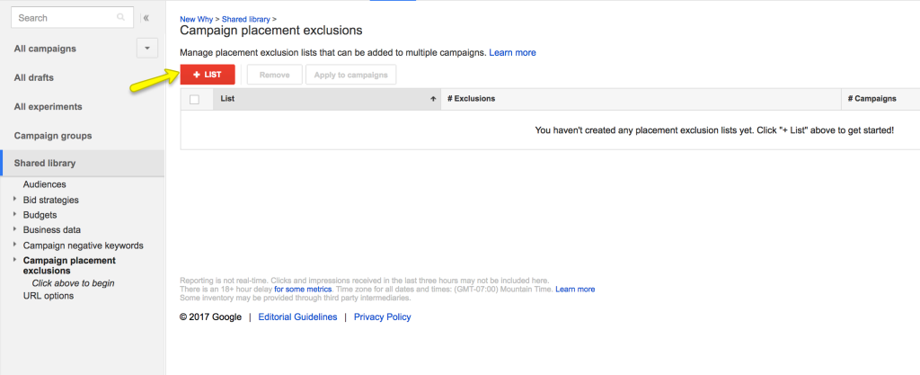 Exclusion list in Adwords for racist sites